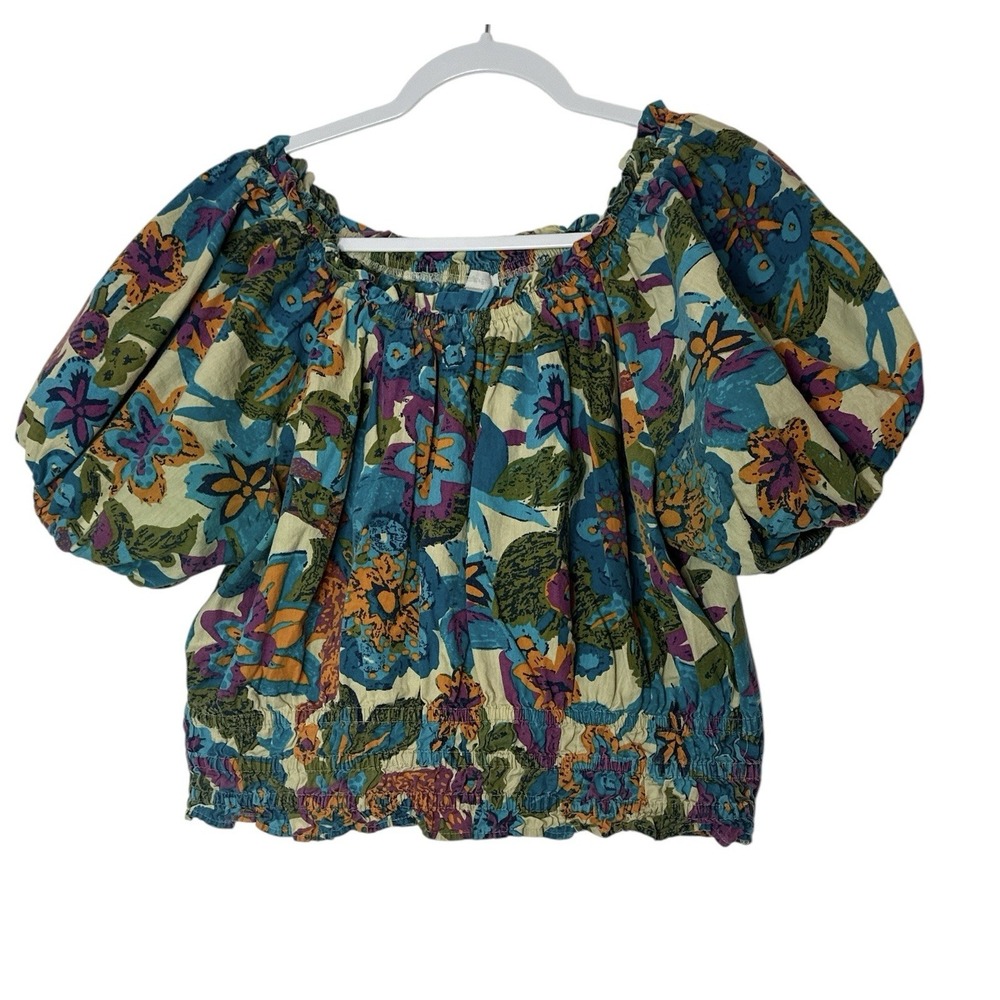 Jennifer & Grace Top Women's Size XL Floral Off the Shoulder Bohemian Crop‎ Boho